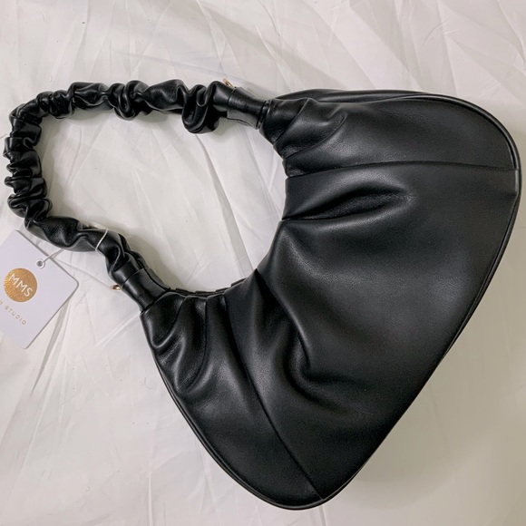 Black Ruched Mini Handbag NWT - Picture 2 of 9